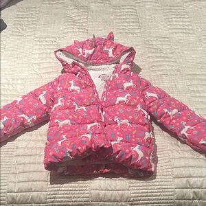 Gymboree Pink Unicorn Puffer Jacket. Size 6. GUC